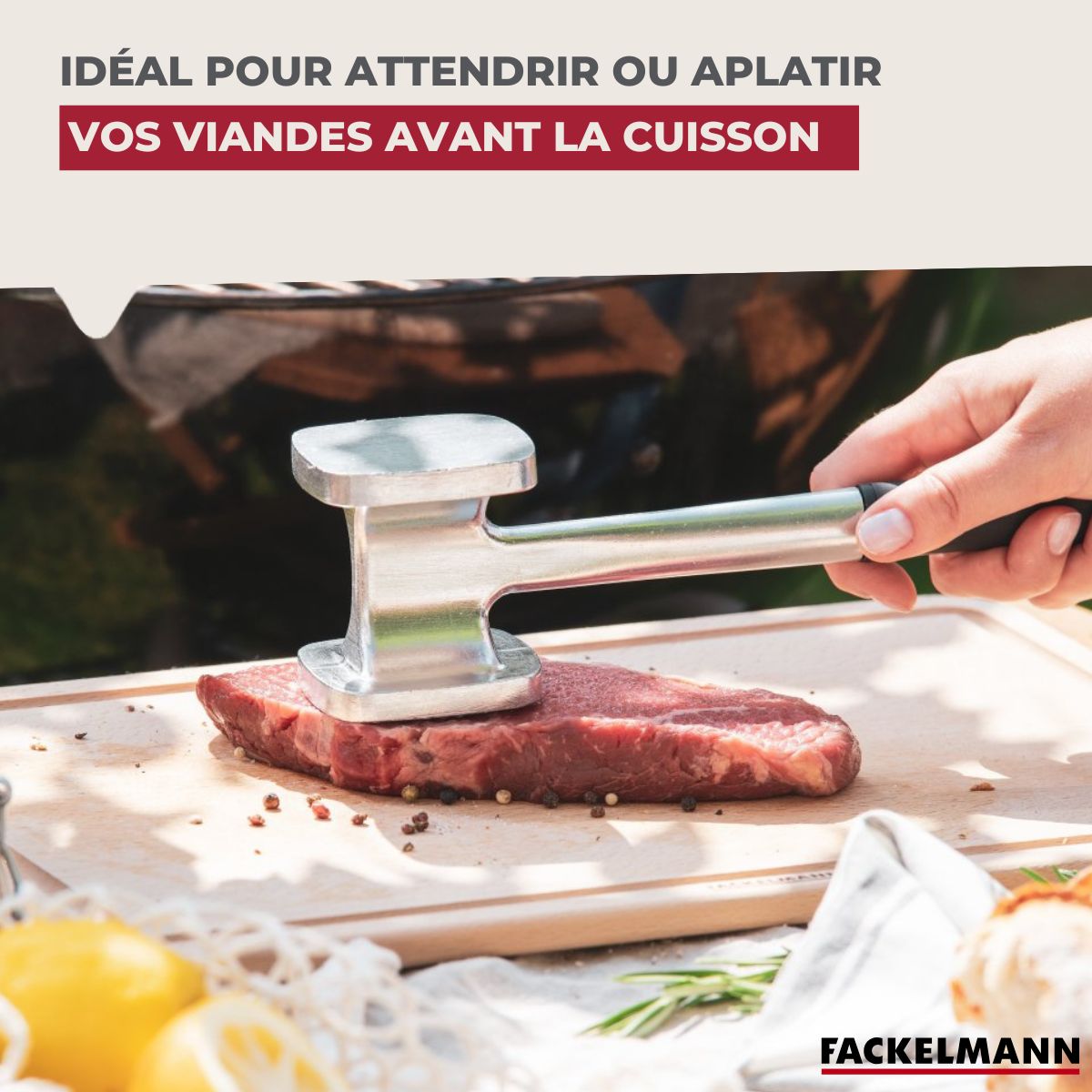 Attendrisseur à viande en aluminium 28 cm  Basic Fackelmann - Mathon - 4