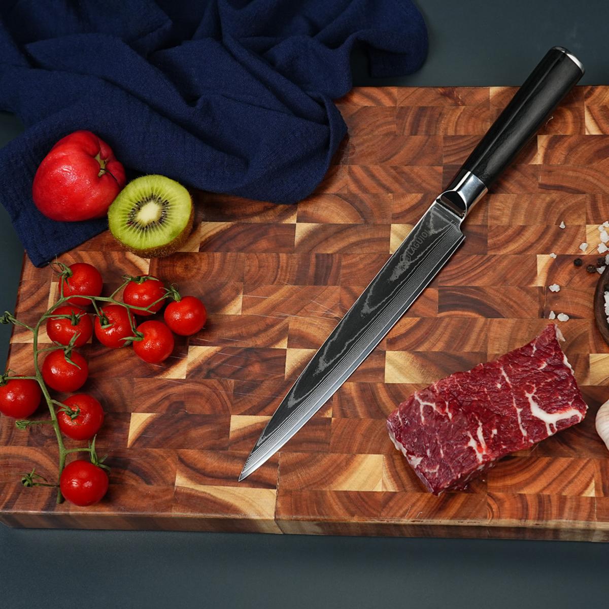 Couteau à trancher noir damas 34cm avec étui - "Core" Laguiole Cuisson - Mathon - 4