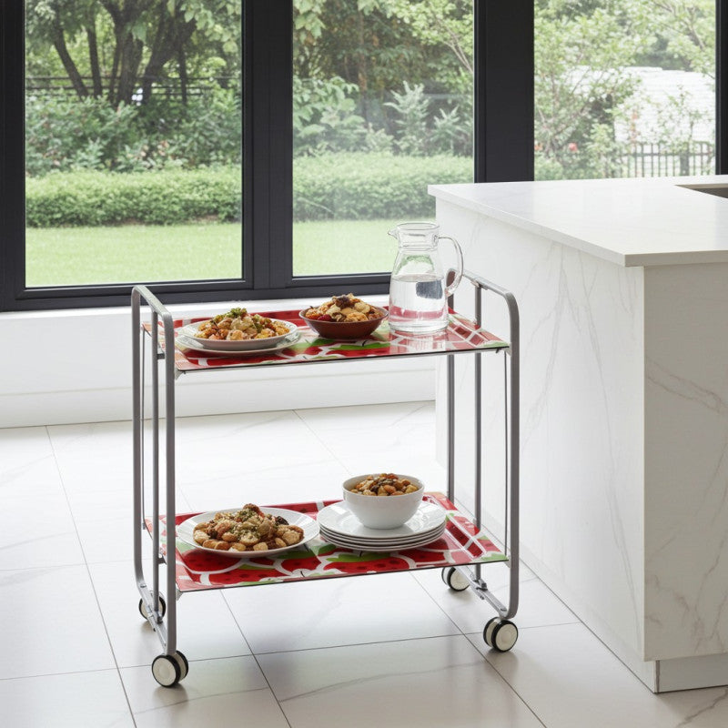 Desserte pliante bauhaus avec roulettes – structure grise, 2 niveaux, 4 positions Don Hierro - Mathon - 2