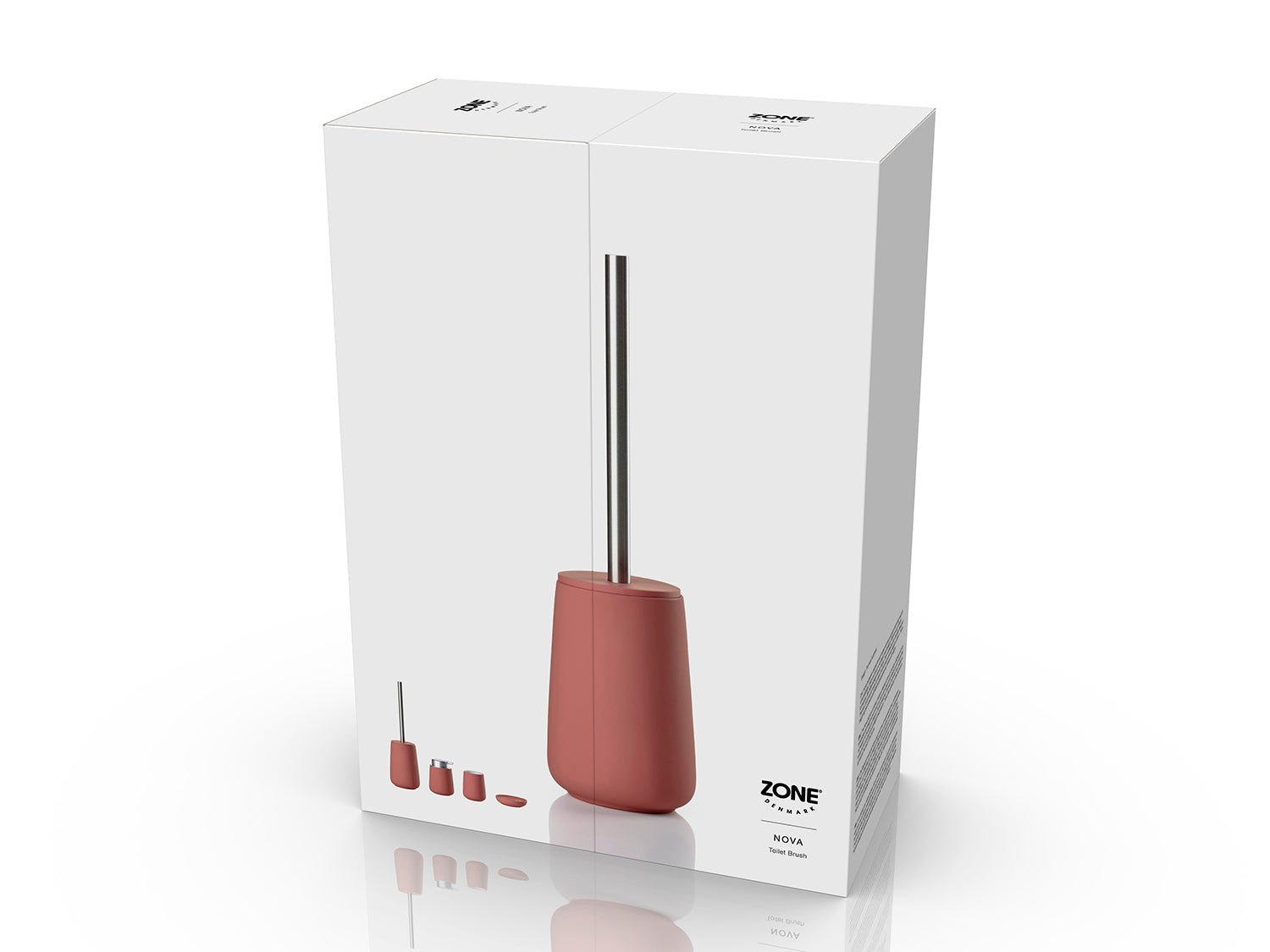 Brosse de toilette NOVA en porcelaine et acier Peach Red Zone Denmark - Mathon - 4