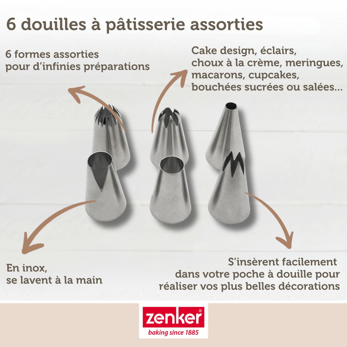 Lot de 6 douilles à pâtisserie en inox grand modèle Zenker Smart Pastry Zenker - Mathon - 5