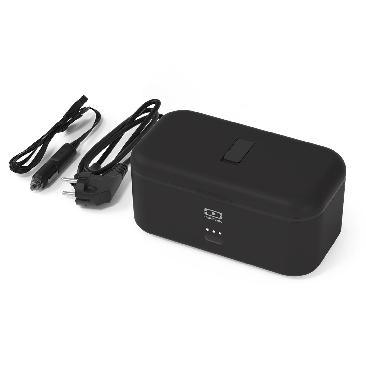 Lunch box électrique chauffante Pack Warmer 700ml Noir Onyx + câble auto Monbento - Mathon - 1