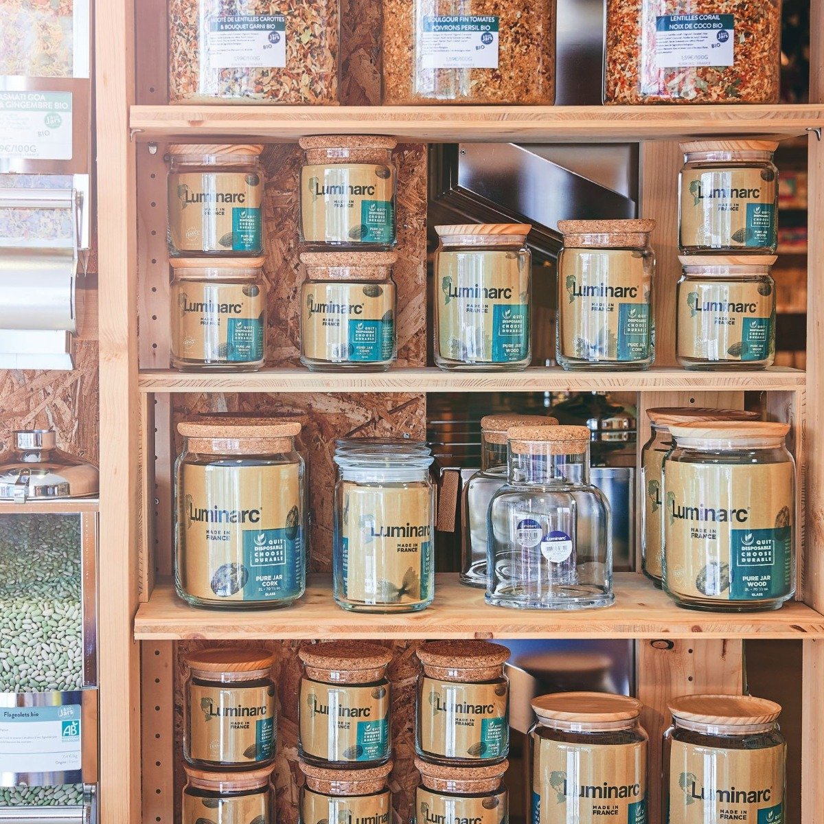 Lot de 2 pots de conservation Pure Jar Wood- Luminarc - En verre avec couvercle en bois - 1L + 0,5L Luminarc - Mathon - 2