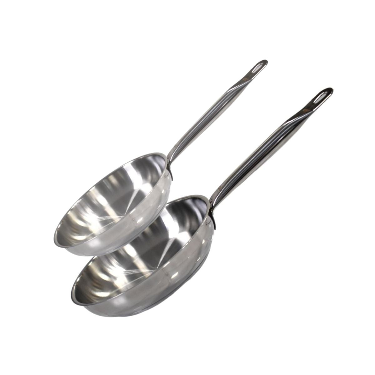 Lot de 2 poêles inox de 24 cm et 28 cm  Profi Therm Elo - Mathon - 1