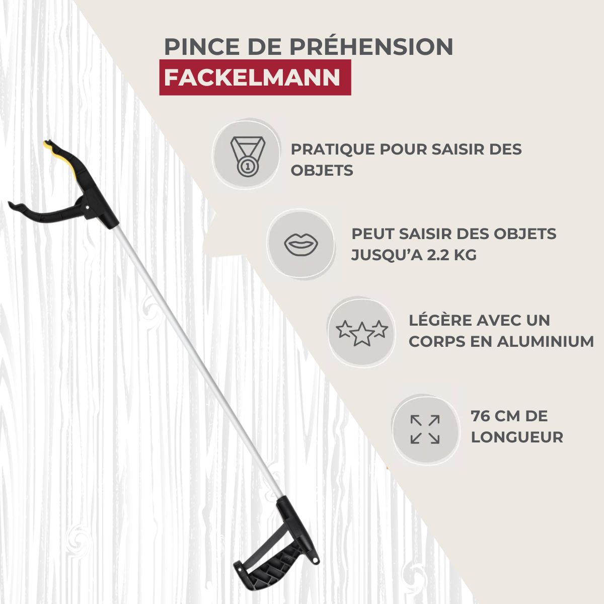 Pince de préhension en aluminium noir Fackelmann Fackelmann - Mathon - 2