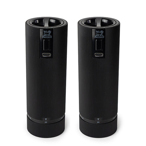 Coffret duo de moulins à poivre et à sel électriques Line noir mat 15 cm Peugeot - Mathon - 1