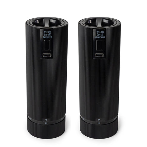 Coffret duo de moulins à poivre et à sel électriques Line noir mat 15 cm Peugeot - Mathon - 1