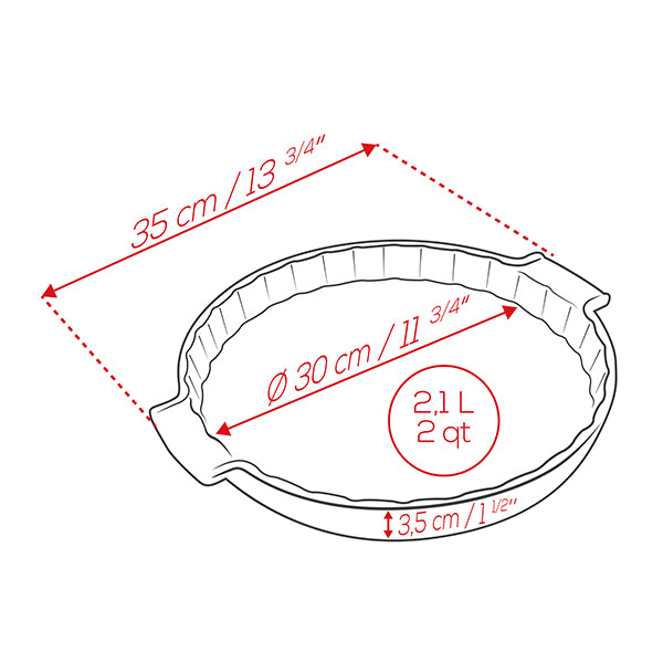 Moule à tarte céramique Appolia rouge 30 cm Peugeot - Mathon - 4