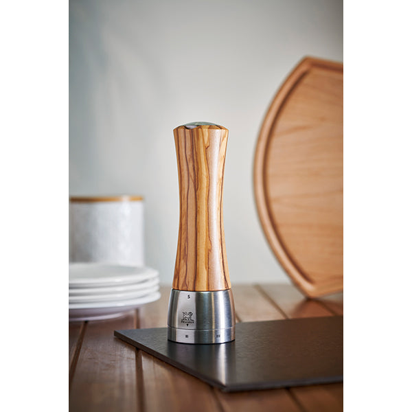 Moulin à sel Madras 21 cm en inox et bois d