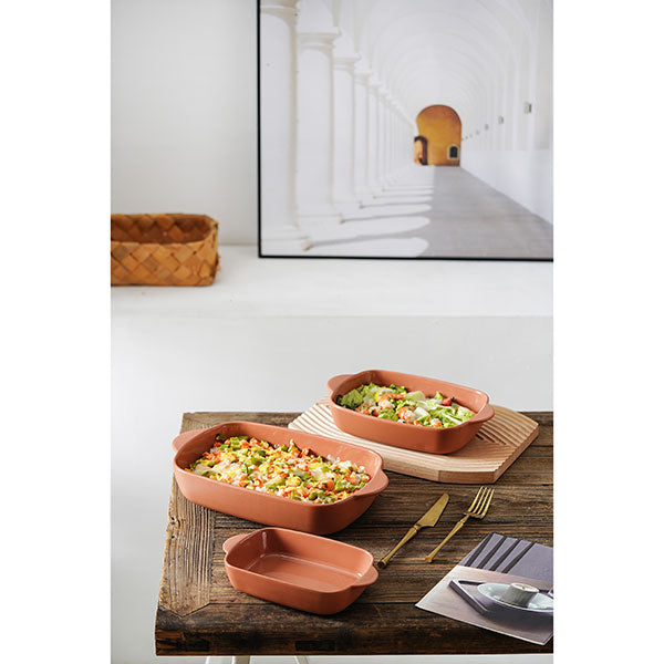 Plat à four rectangulaire Octave en grès terracotta 21,8 x 13,5 cm Menastyl - Mathon - 3