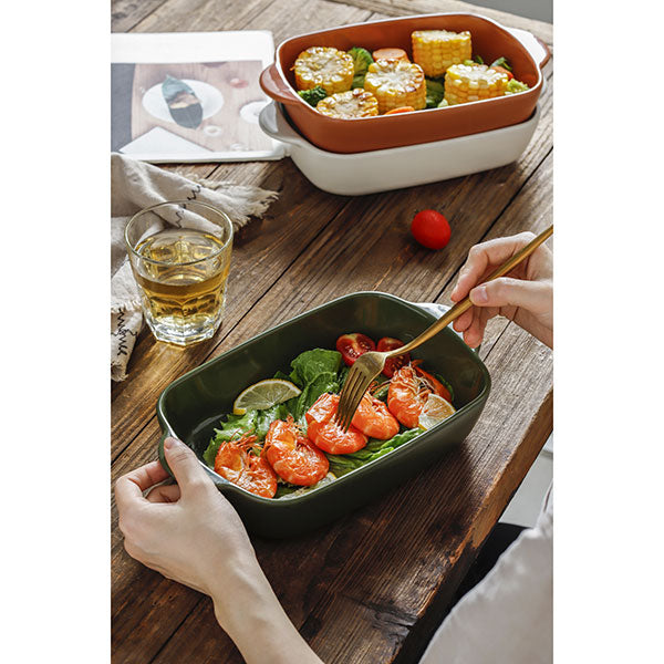 Plat à four rectangulaire Octave en grès vert 21,8 x 13,5 cm  Menastyl - Mathon - 2