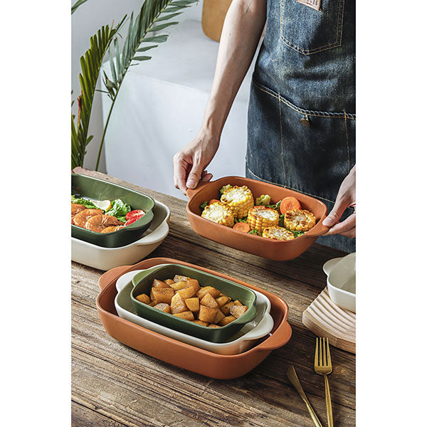 Plat à four rectangulaire Octave en grès terracotta 33,8 x 20 cm Menastyl - Mathon - 3