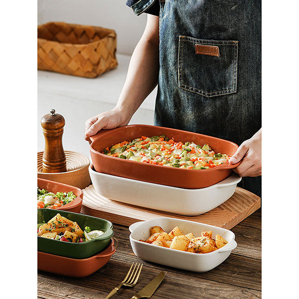 Plat à four rectangulaire Octave en grès terracotta 38 x 23 cm  Menastyl - Mathon - 2