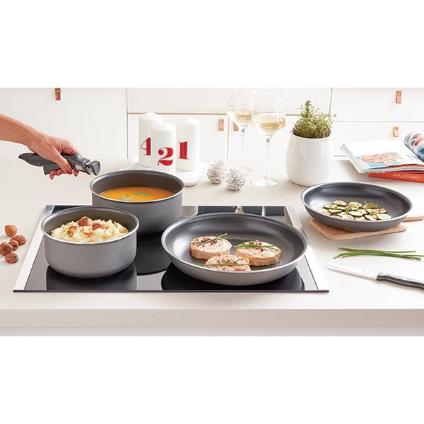 Set 2 poêles et 2 casseroles anti-adhésives Délice et manche amovible Mathon - Mathon - 5