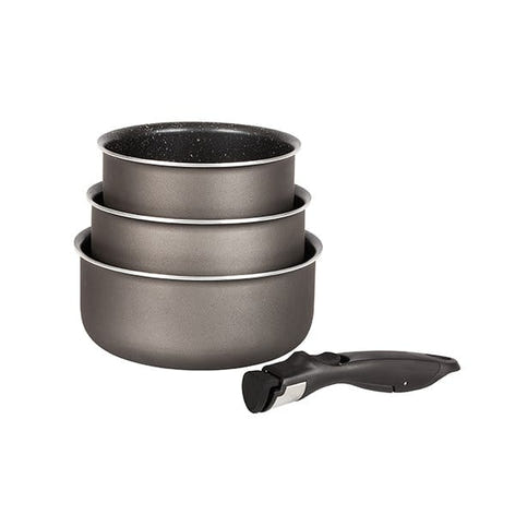 Set 3 casseroles anti-adhésives Effet Pierre et manche amovible Mathon - Mathon - 1
