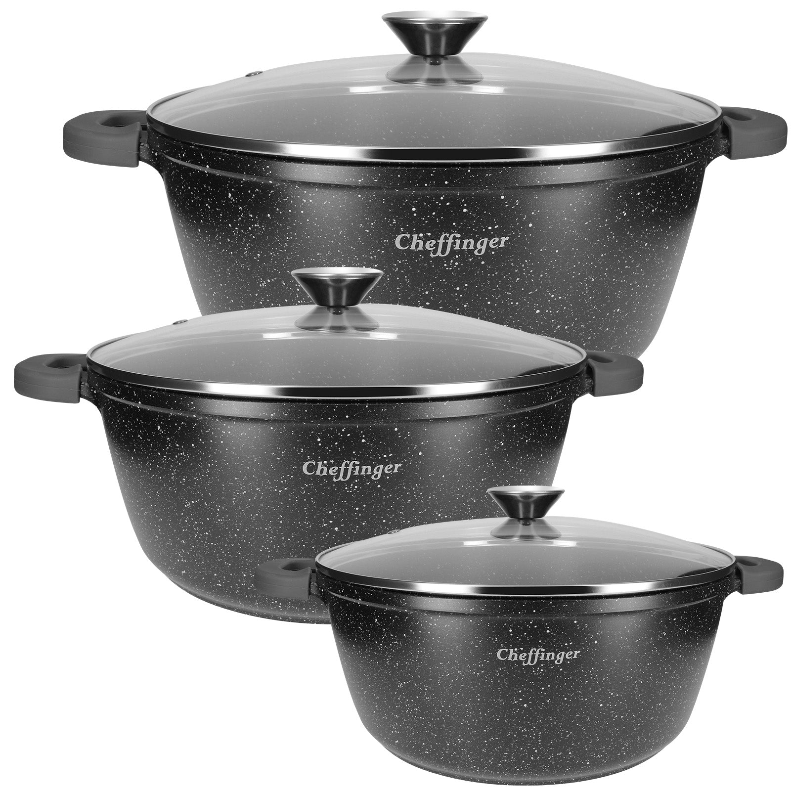 3 Marmites 20 / 24 / 28 cm Cheffinger - Mathon - 1