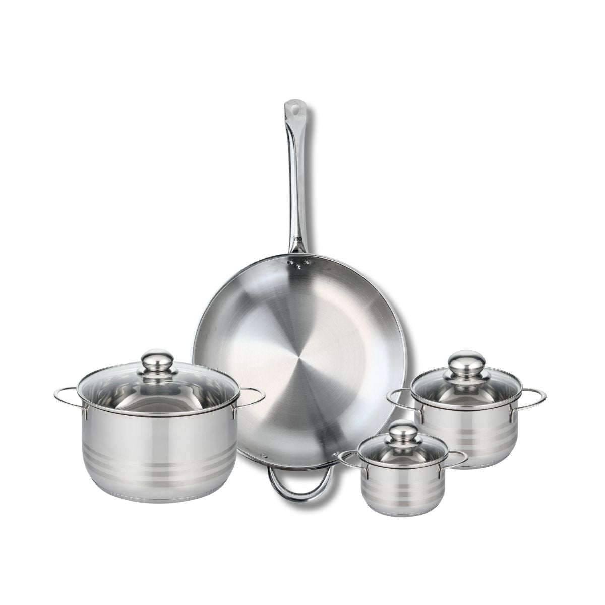 Ensemble de 1 Poêle de cuisson 32 cm et 3 faitouts 12, 14 et 20 cm  Profi Brillant Elo - Mathon - 1