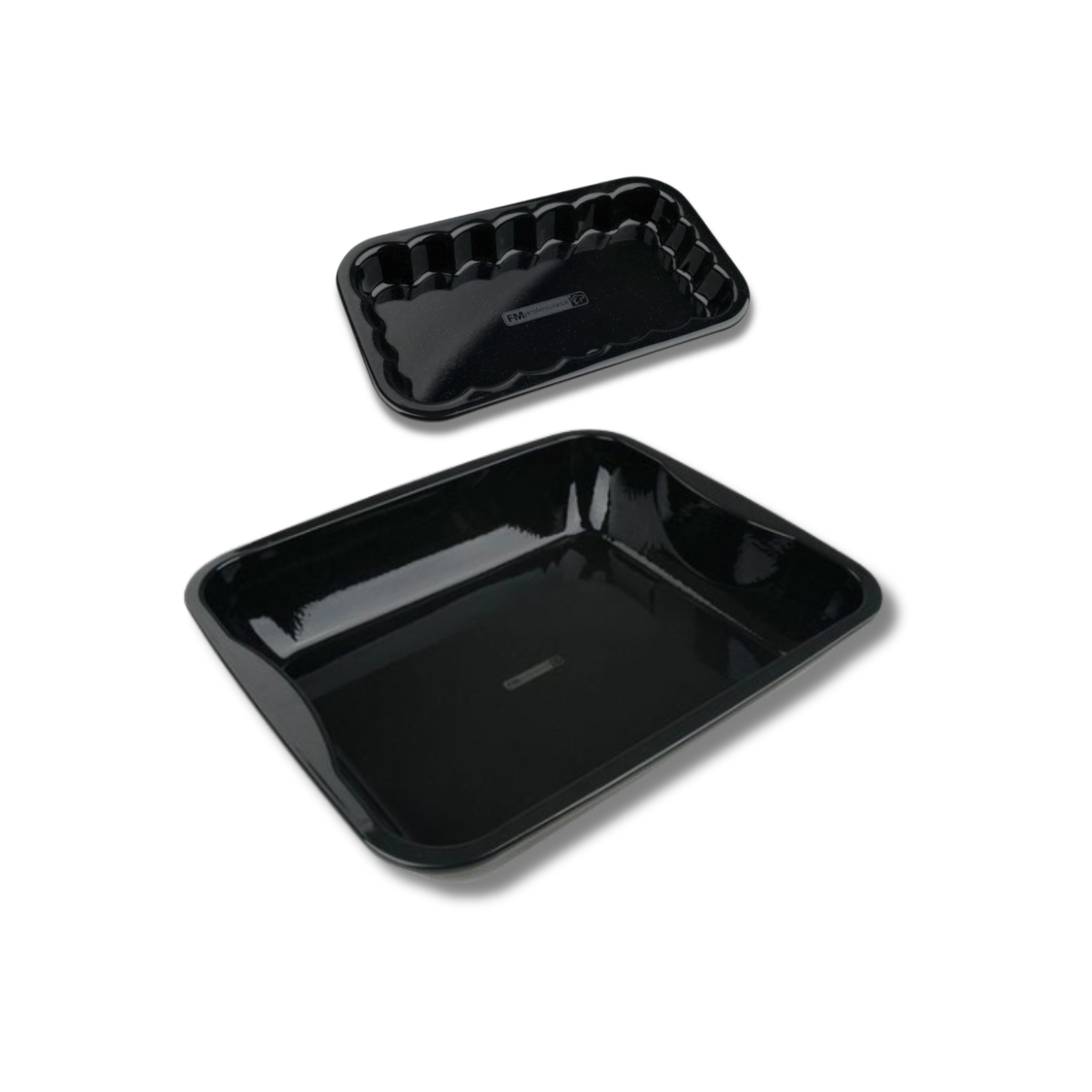 Lot de 2 plats de cuisson en acier émaillé 40 x 34 cm et 21 x 12 cm  Barbecue FM Professional - Mathon - 1
