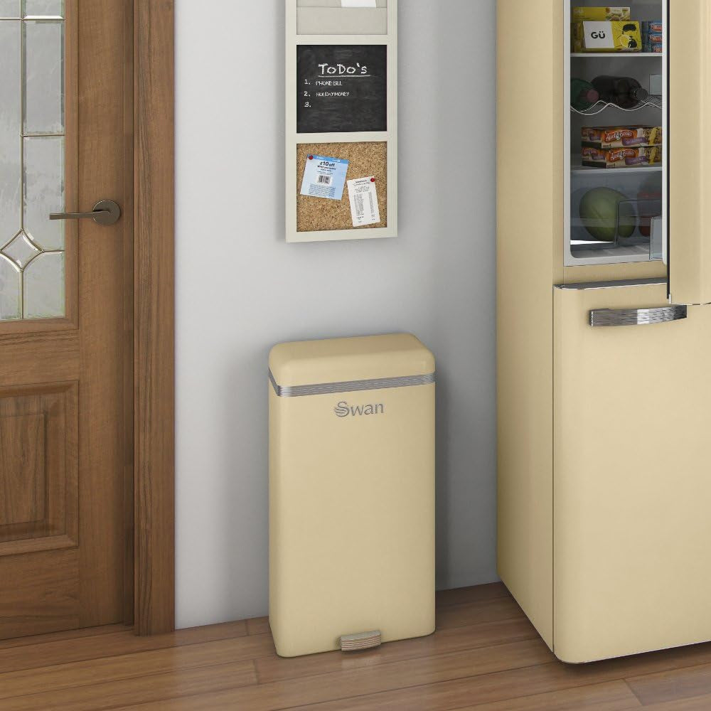 Retro Poubelle à Ouverture Automatique avec Capteur, Métal, 45 Litres, Vintage  Crème SWKA4500CNEU - Mathon - 3