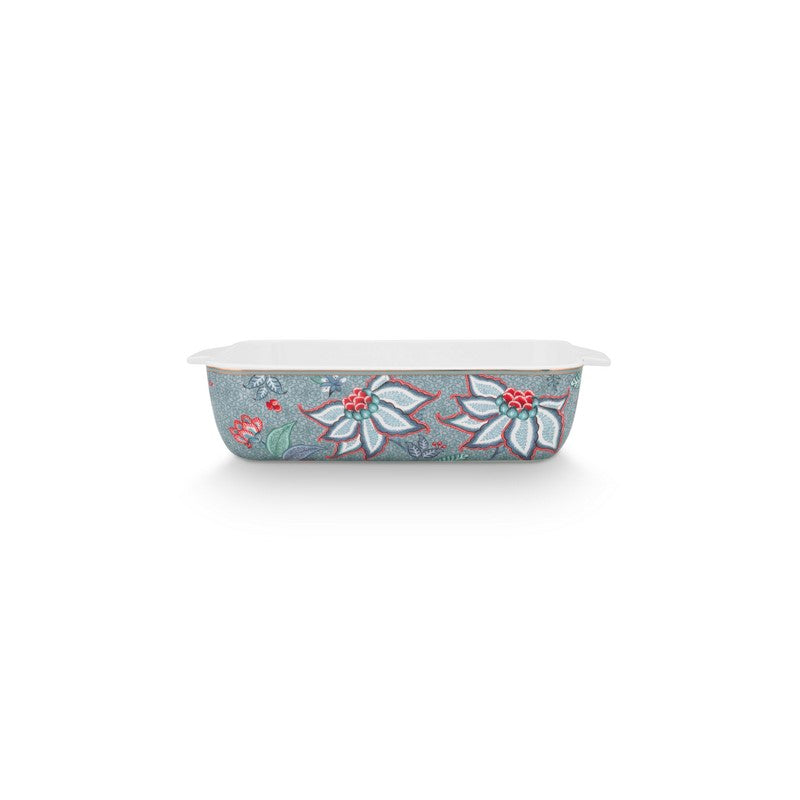 Plat de cuisson rectangulaire Flower Festival Bleu clair - 27,5x18,5x Pip Studio - Mathon - 1