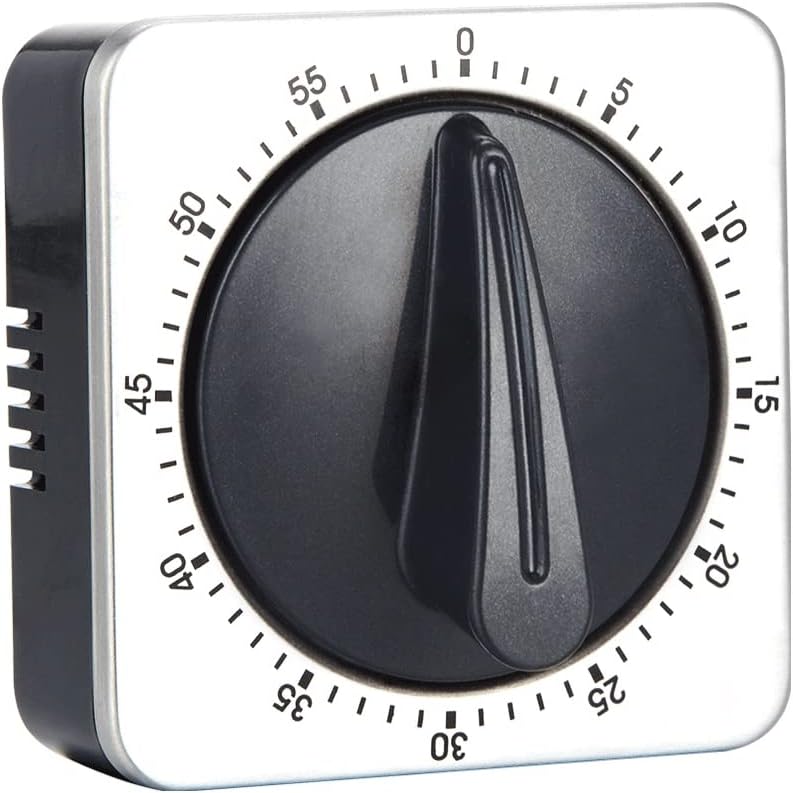 Minuteur mécanique en acier inoxydable 60 minutes blanc noir Vendos85 - Mathon