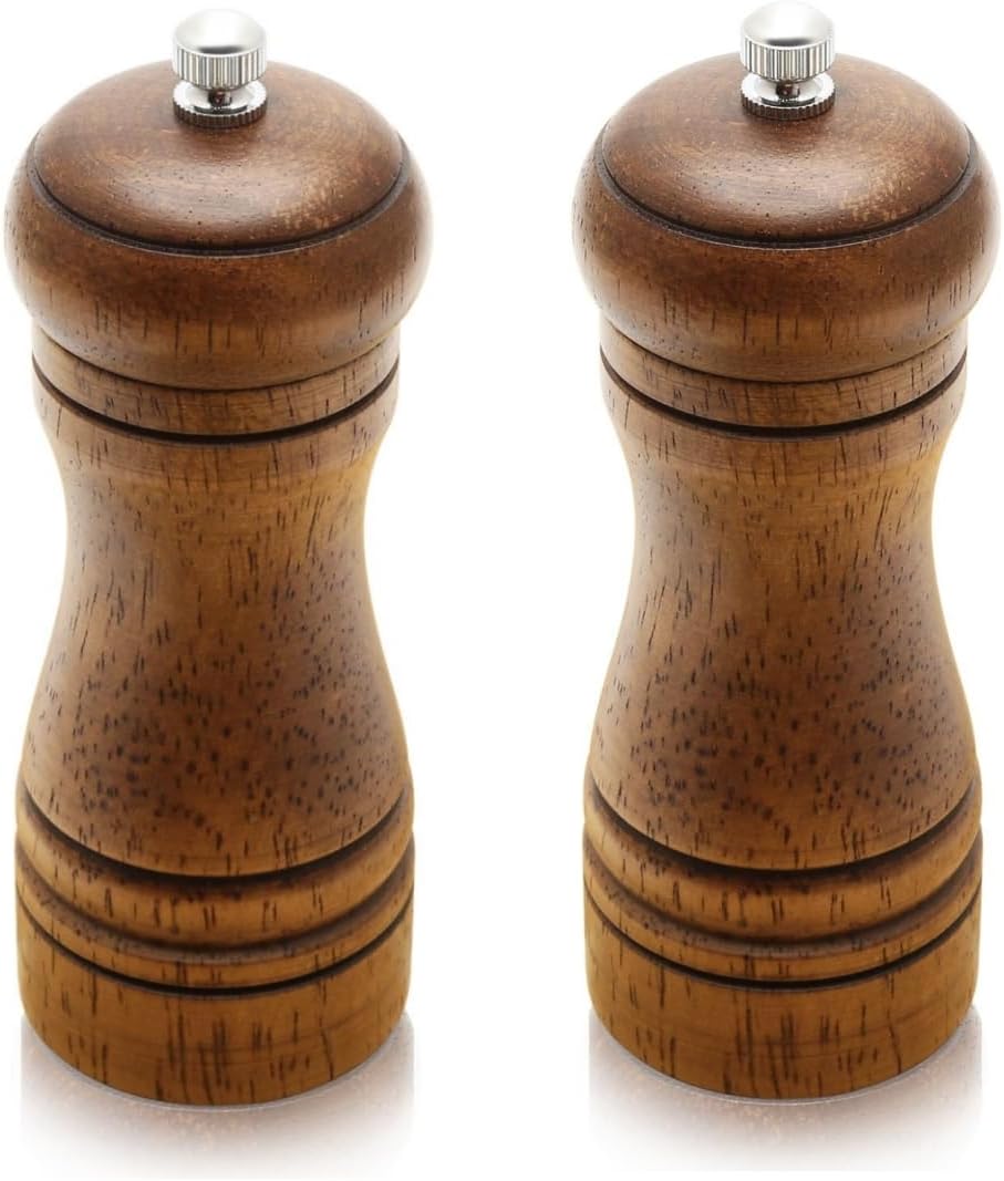 Lot de 2 moulins à poivre et sel en bois rechargeables manuels Vendos85 - Mathon