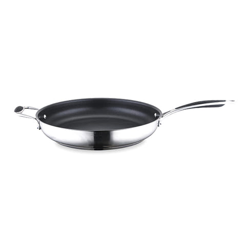 Lot poêle inox antiadhérent et couvercle verre 32 cm Excell