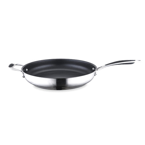 Lot poêle inox antiadhérent et couvercle verre 32 cm Excell