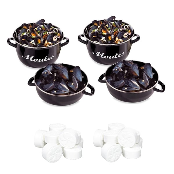 Set 2 marmites à moules 18 cm et tubes de 20 lingettes magiques - Mathon - 1