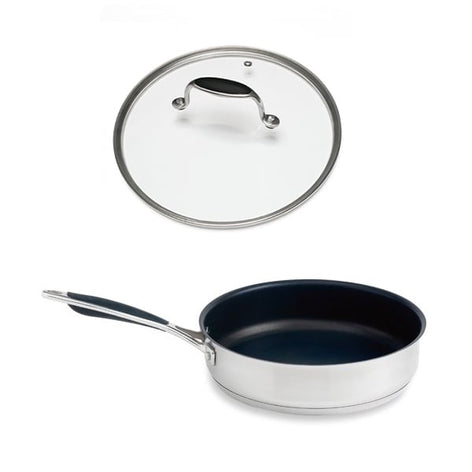 Lot sauteuse inox antiadhérente Excell’Inox 24 cm et couvercle en verre Mathon - Mathon - 1