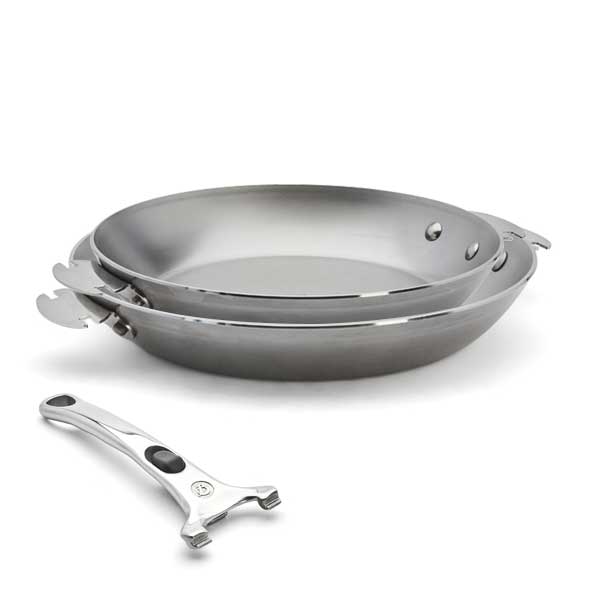 Lot 2 poêles acier Minéral B Loqy 24 et 28 cm et manche amovible De Buyer - Mathon - 1