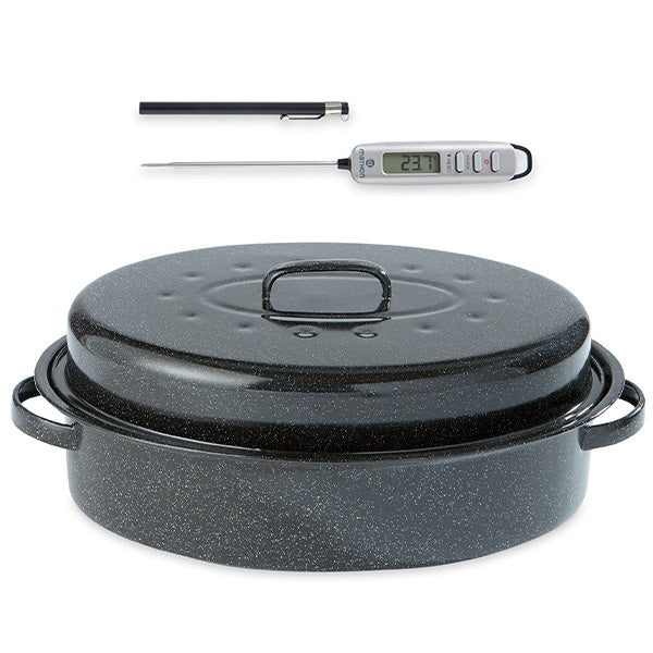 Lot roaster en acier émaillé 42,5 cm et thermomètre digital de cuisine à sonde Mathon - Mathon - 1
