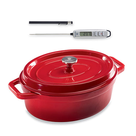 Lot cocotte en fonte ovale 33 cm et thermomètre digital de cuisine à sonde Mathon - Mathon - 1