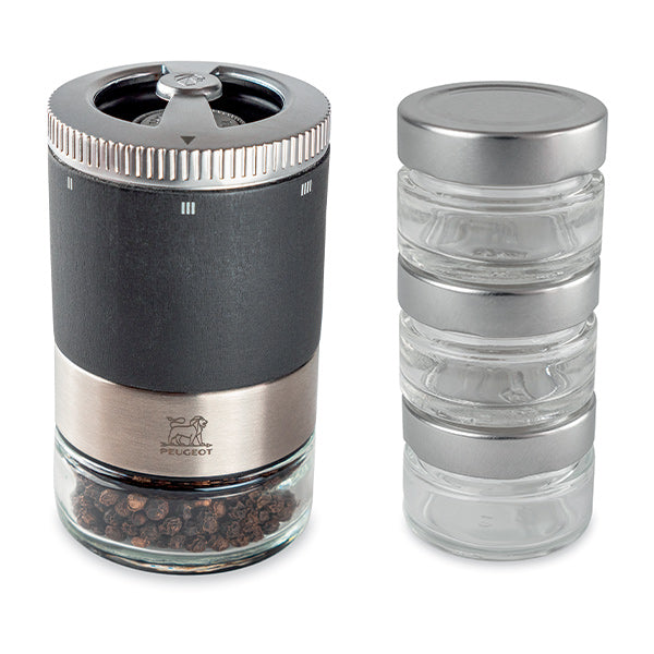 Lot moulin à poivre Maestro graphite 11 cm et 3 réservoirs interchangeables Peugeot - Mathon - 1