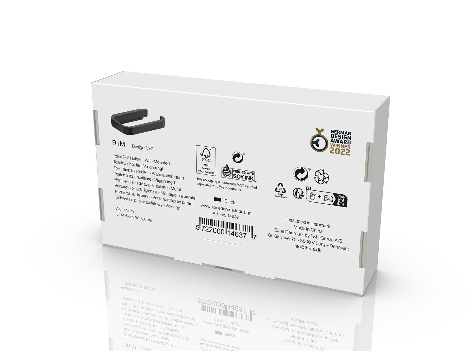 Porte-papier toilette RIM en aluminium Noir Zone Denmark - Mathon - 4