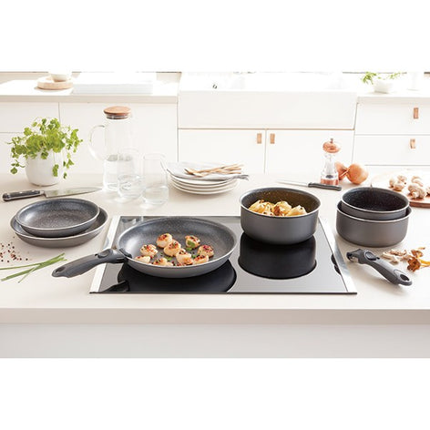 Lot 3 casseroles et 3 poêles  anti-adhésives Effet Pierre et 2 manches amovibles Mathon - Mathon - 2