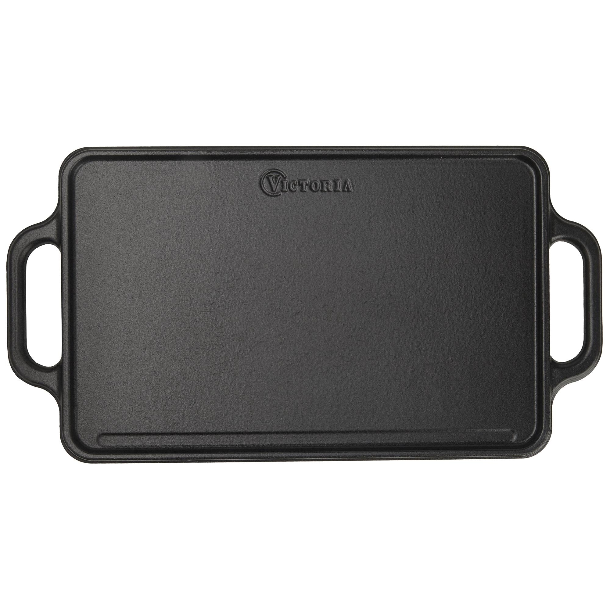 Plaque à Griller en Fonte Émaillée Induction Grille Réversible 33x21cm pour Feu  Noir 38793 Victoria Cookware - Mathon - 2