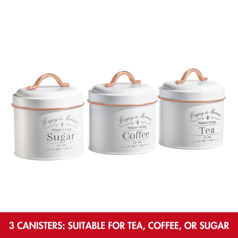 Set de boîtes de conserve vintage 3 pièces Blanc bordure Or Rose Herzberg HG04432 Herzberg - Mathon - 2