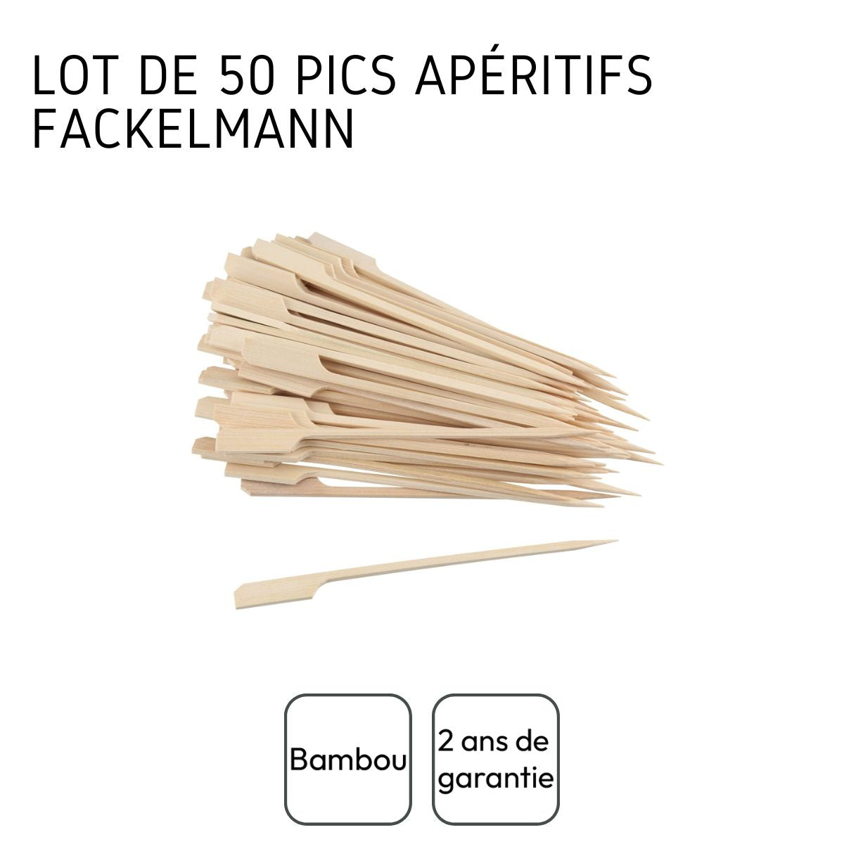 Lot de 50 pics en bois brochettes de 15 cm  Single Use Fackelmann - Mathon - 4