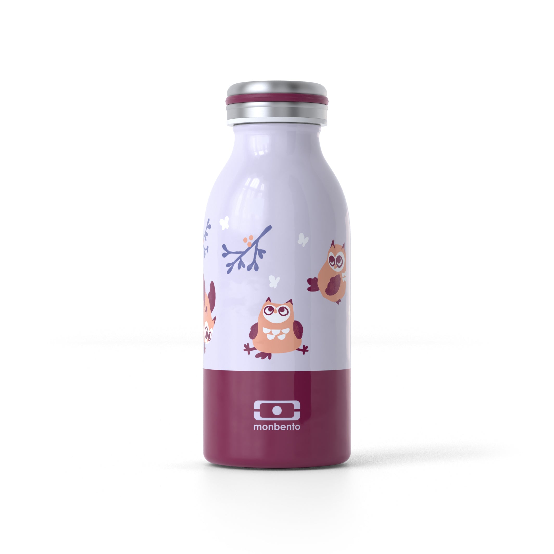 Bouteille isotherme enfant Cooly 350ml Violet Chouette Monbento - Mathon - 1