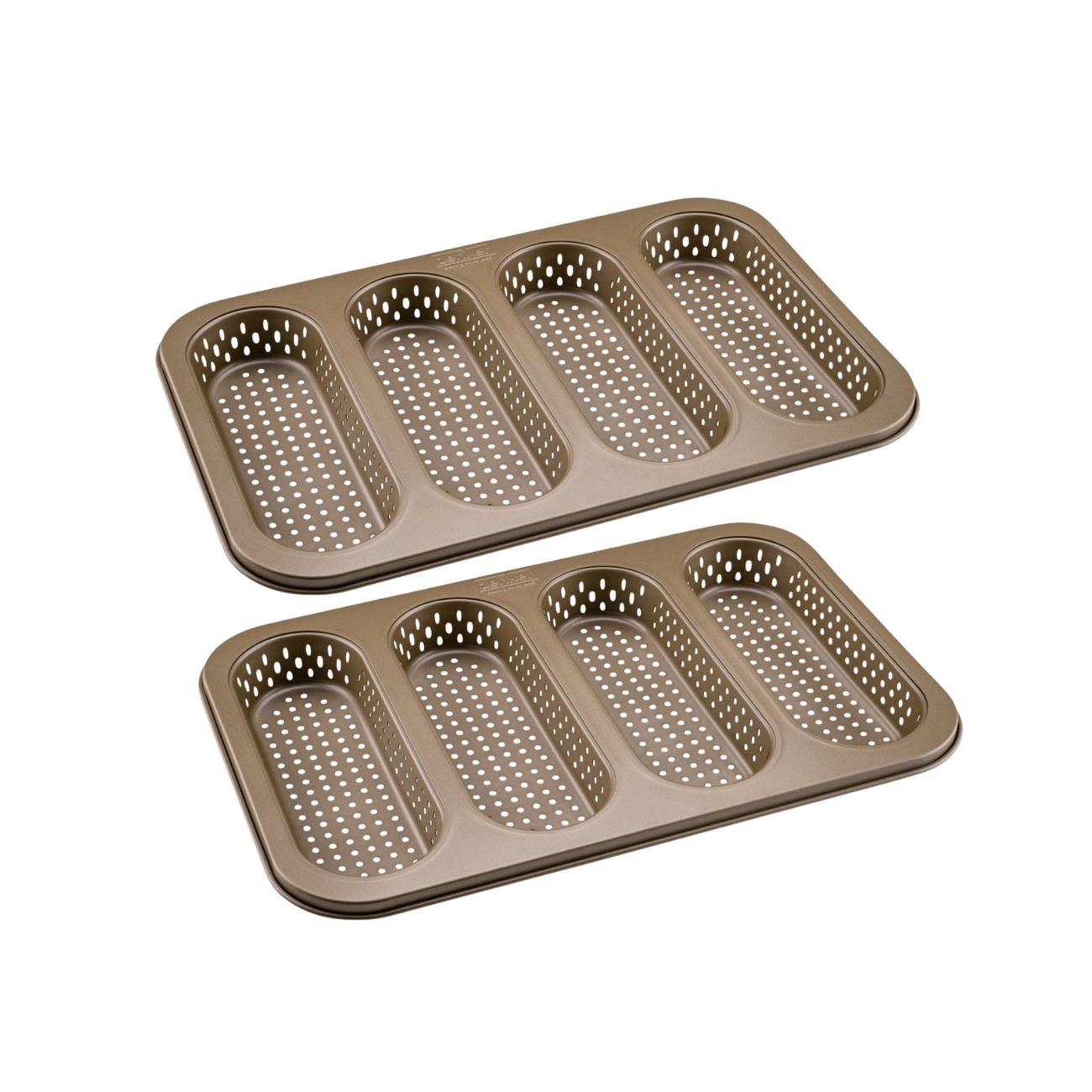 Ensemble de 2 Moules à pain perforé 4 mini baguettes 33 x 22 cm Zenker Mojave Gold Zenker - Mathon - 1