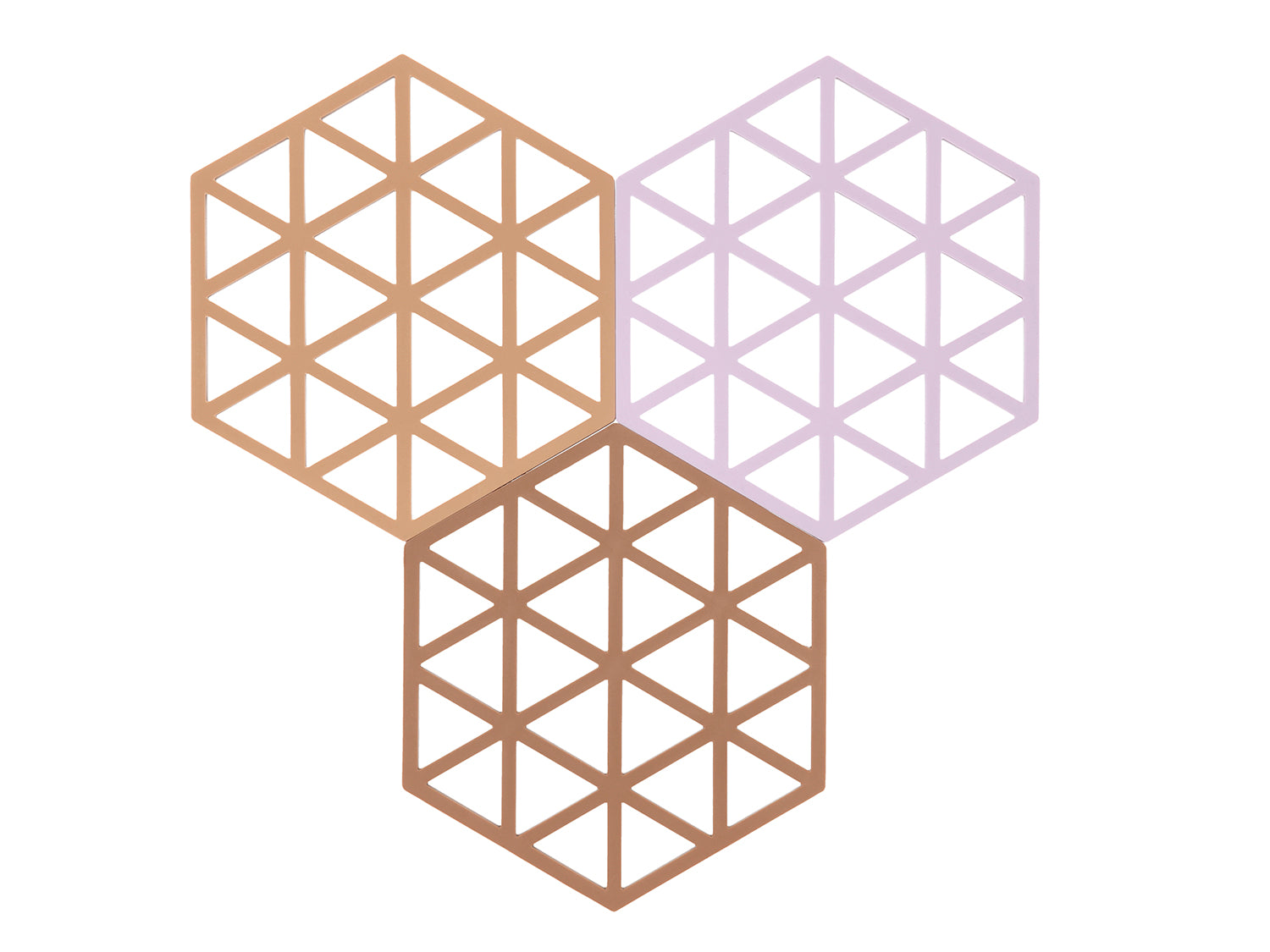 Set de 3 dessous-de-plat TRIANGLE en silicone Light Terracotta/Lupin/Amande Zone Denmark - Mathon - 1