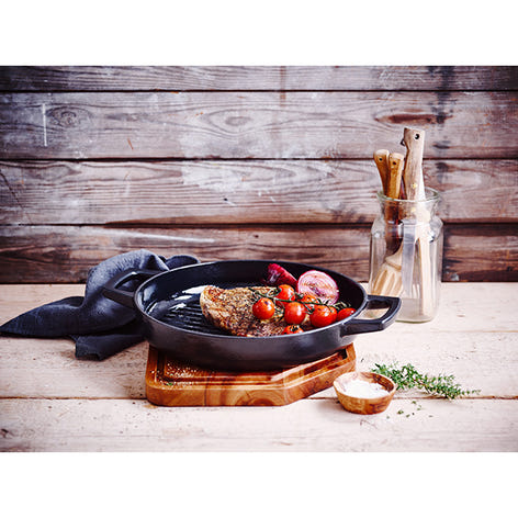 Poêle grill en fonte émaillée 28 cm Nori 3 L noir Beka - Mathon - 2
