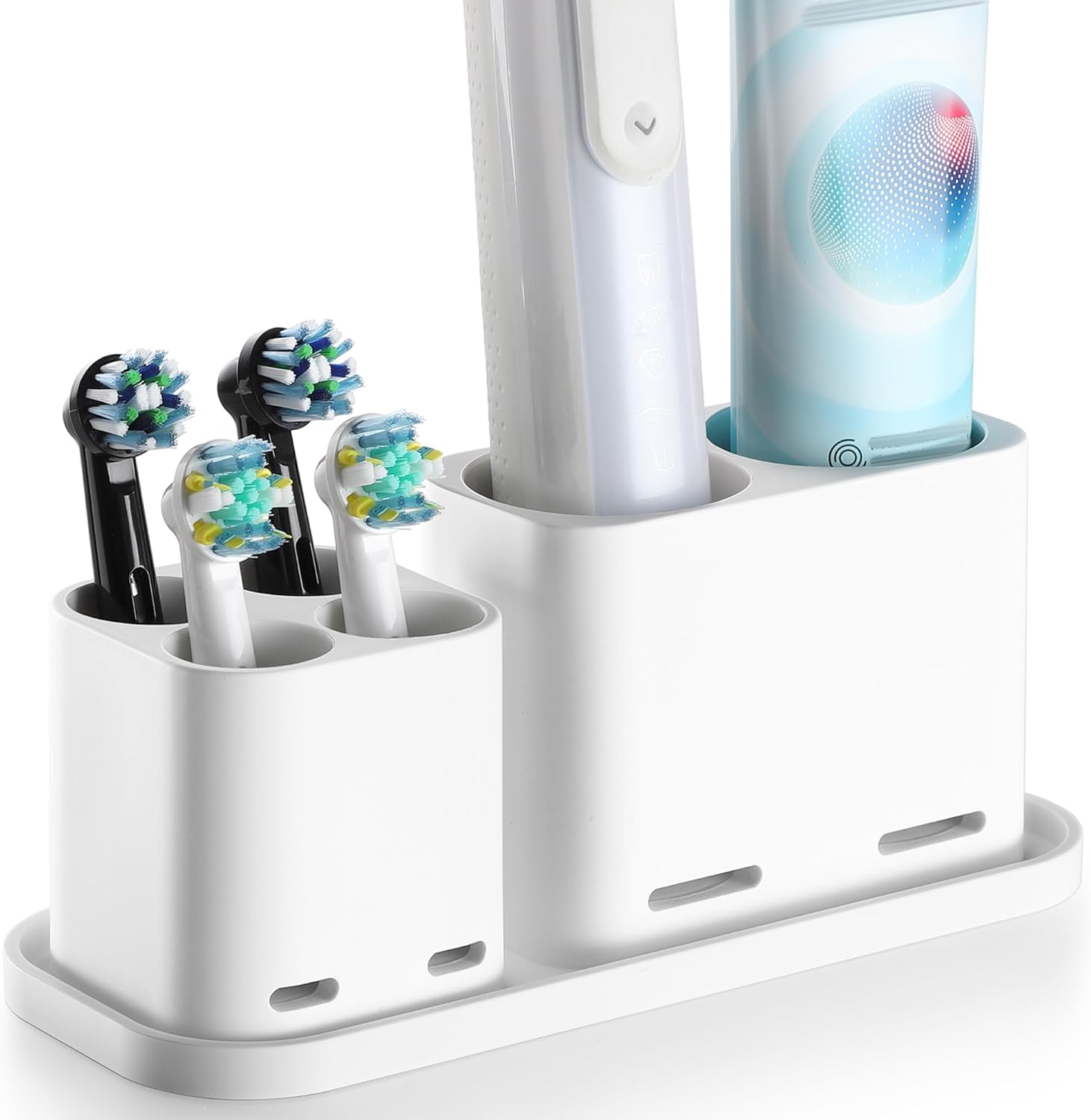 Porte Brosse à Dents et Dentifrice, 6 Compartiments pour 4 Tête de Brosse à Dents et 2 Dentifrice blanc Vendos85 - Mathon