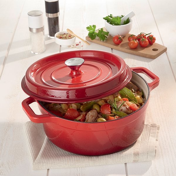 Cocotte en fonte ronde 28 cm 5,6 L rouge Mathon - Mathon - 2