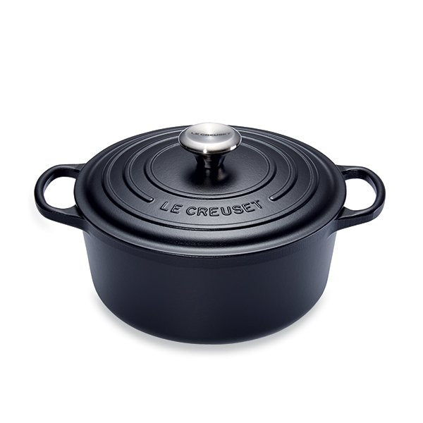 Cocotte fonte rond 20 cm noir mat Le Creuset - Mathon - 1
