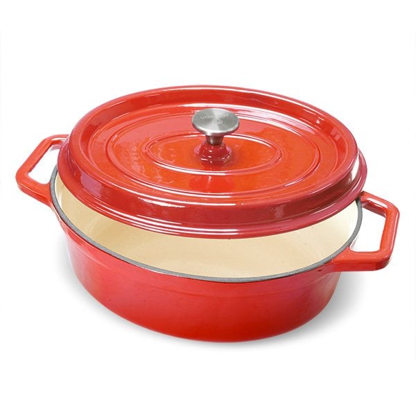 Cocotte en fonte ovale 33 cm 6 L rouge Mathon - Mathon - 3