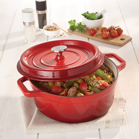 Cocotte en fonte ronde 24 cm 3,7 L rouge Mathon - Mathon - 2