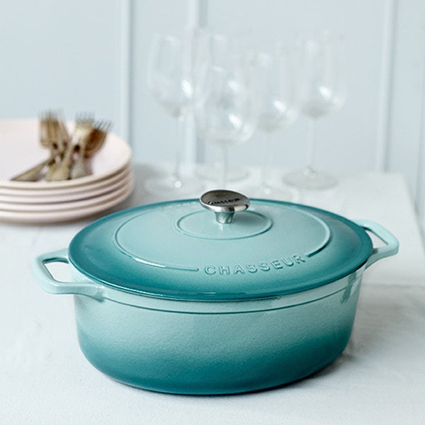 Cocotte ovale en fonte émaillée 33 cm bleu quartz Chasseur - Mathon - 2