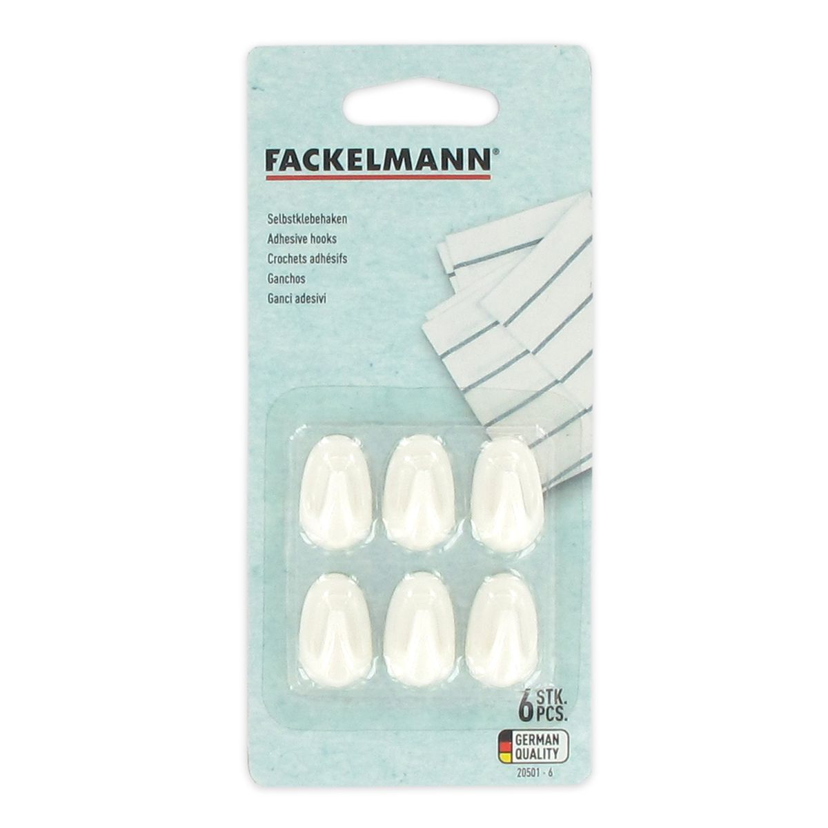 Lot de 6 mini crochets adhésifs blancs  Tecno Fackelmann - Mathon - 2